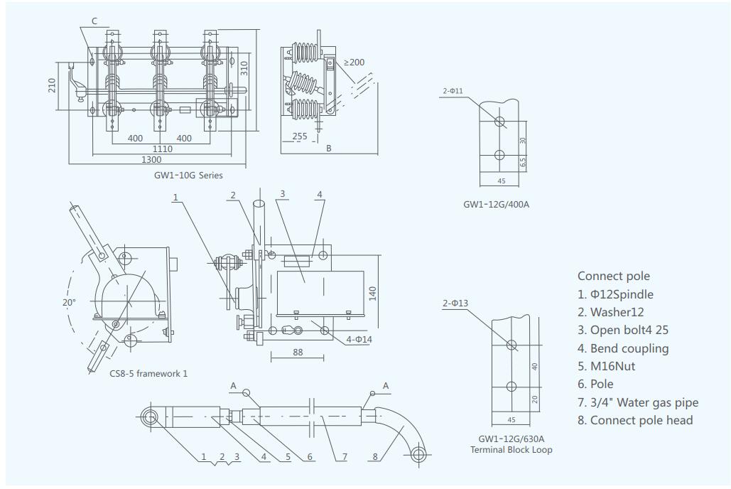 12kV high voltage disconnect switch