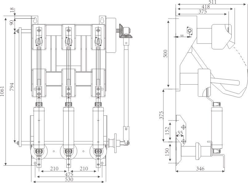 fn18 high voltage indoor load break switch
